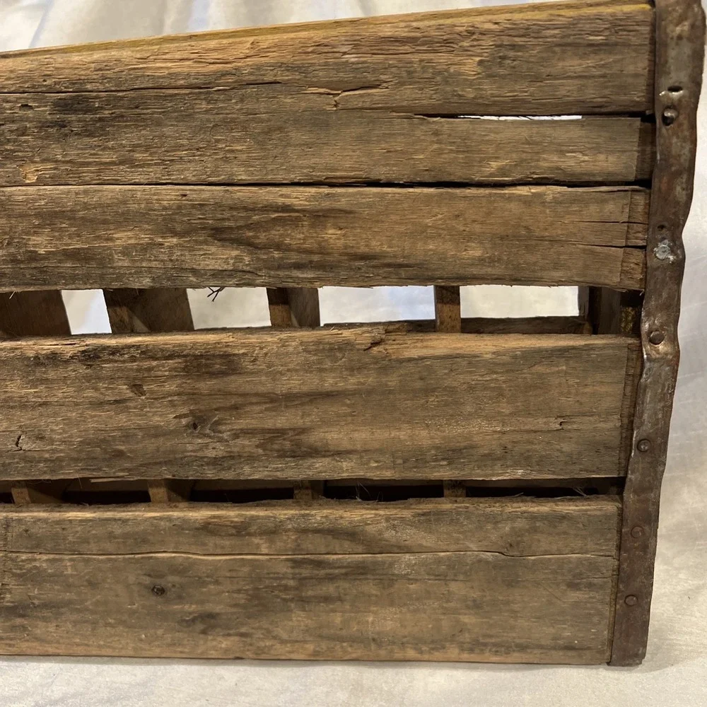Vintage COCA COLA 24 Bottle Yellow Red Soda Pop Wooden Wood Crate Carrier Coke